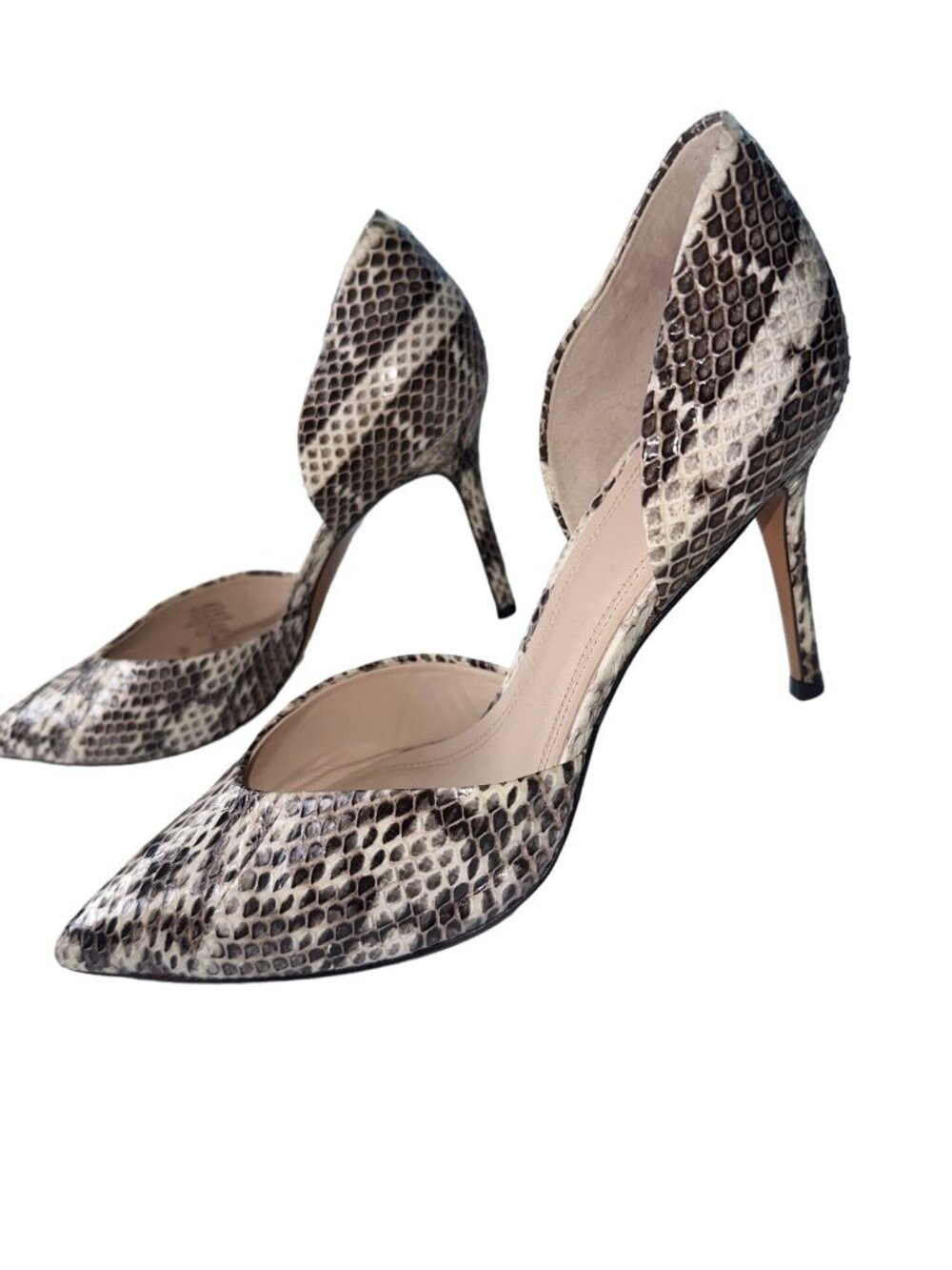 Marc Fisher Snake Print Pump White Black Tammy d'Orsay Double Side Cutout 8.5